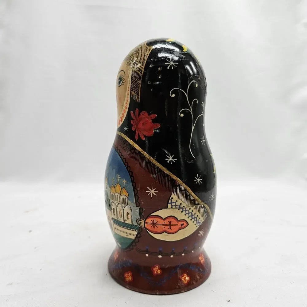 HAND‎ PAINTED Russian Nesting Dolls Three layers *DOG CHEWED